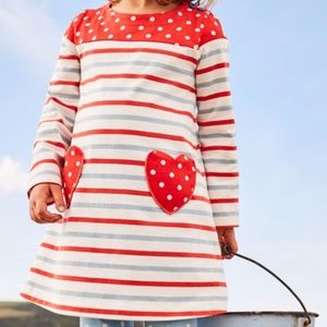 NWT Mini Boden heart pocket jersey dress red 9-10